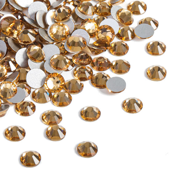 Picture of Beadsland 2880pcs Flat Back Crystal Rhinestones Round Gems for Nail Art and Craft Glue Fix,Lt Colorado Topaz,SS6,1.9-2.1mm