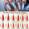 Picture of LoveOurHome 576pc Stiletto Press on Nails Long Fake Nails XL Stiletto Glue on Nails Full Cover Acrylic Nail Tips Pointy Nails Press ons Long Artificial Nail Women Girls Halloween Fake Fingernails