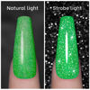 Picture of RARJSM Green Gel Nail Polish, 7.5ml 0.25Floz Reflective Gel Nail Polish Glitter Gel Polish Summer Candy Collection Diamond Shimmer Neon Green Nail Gel for Starter Nail DIY UV LED Lamp Required