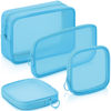 Picture of Weewooday 4 Pcs Mesh Makeup Bag Mesh Cosmetic Bag Travel Toiletry Bag Pouch with Zipper Mini Portable Makeup Cosmetic Travel Toiletry Purse Bag for Daily Accessories (Blue,Small, Large, Medium)