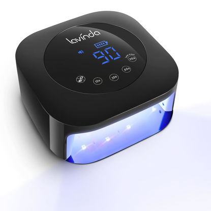 Picture of UV Light for Nails, Lavinda UV Nail Lamp 54W Rechargeable Nail Dryer Gel Polish Light with Large Touch Display, Professional Fast Curing Lamp with 4 Timer Setting Auto Sensor for Salon & Home