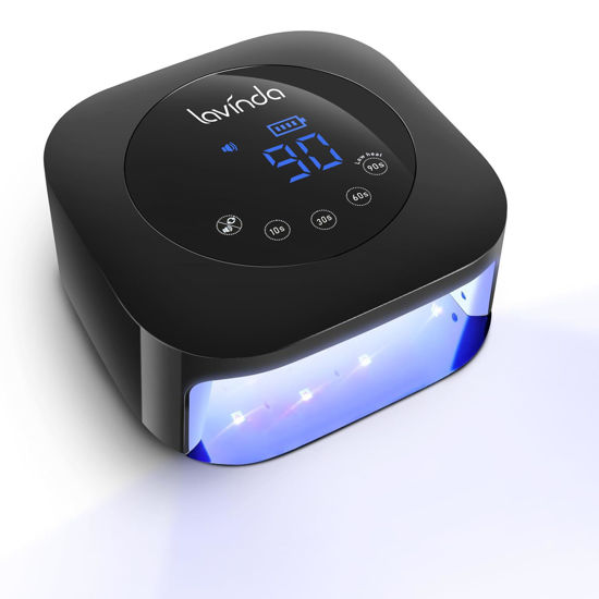 Picture of UV Light for Nails, Lavinda UV Nail Lamp 54W Rechargeable Nail Dryer Gel Polish Light with Large Touch Display, Professional Fast Curing Lamp with 4 Timer Setting Auto Sensor for Salon & Home