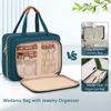 Picture of Wedama Toiletry Bag for Women, Hanging Travel Toiletry Bag with Jewelry Organizer Compartment Large Makeup Bag, PVC Waterproof Cosmetic Travel Bag for Travel Business Trips Camping Bathroom, Blue