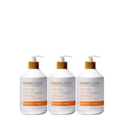 Picture of RAW SUGAR 3-Pack Liquid Hand Soap, Moisturizing with Fruity Aroma, Formulated without Parabens, Cruelty Free & Vegan - 16.9 Fl. Oz (Raw Coconut + Mango)