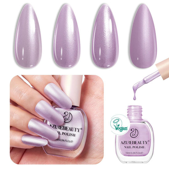 Picture of AZUREBEAUTY Dreamy Purple Nail Polish,Quick Dry Complete Natural Super Lustrous Nail Enamel Polish,Professional for Nail Art DIY Manicure and Pedicure at Home