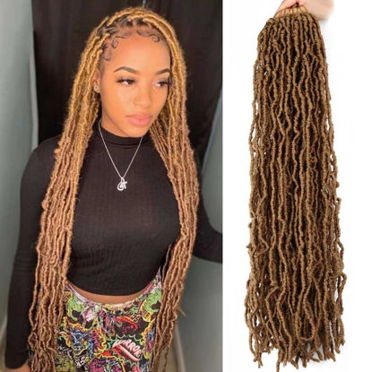 Picture of 7 Packs Faux Locs Crochet Hair 30 Inch Soft Locs for Distressed Locs Butterfly Locs Crochet Hair for Women (30 Inch(Pack of 7) 27#)