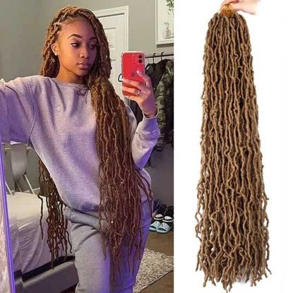 Picture of Datuoda 36 Inch Soft Locs Crochet Hair Pre looped 6 Packs Goddess Loc Hair Crochet Braids Faux Locs Crochet Hair for Black Women(36 Inch (Pack of 6), 27#)