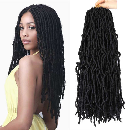 Picture of 8 Packs Soft Locs 18 Inch Faux Locs Crochet Braids for Butterfly Locs Distressed Soft Locs Crochet Hair for Women (18 Inch(Pack of 8), 1B)