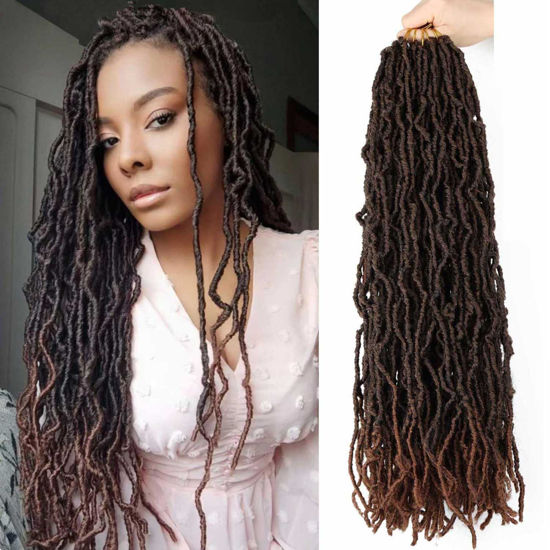 Picture of 8 Packs Soft Locs 24 Inch Faux Locs Crochet Hair for Butterfly Locs Distressed Soft Locs Crochet Hair for Women (24 Inch(Pack of 8), T30)