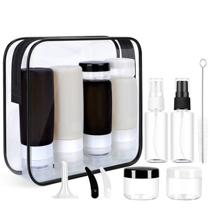 Picture of Morfone 16 Pack Silicone Travel Bottles Set for Toiletries TSA Approved Travel Containers Leakproof Squeezable Refillable Accessories 2oz 3oz for Shampoo Conditioner Lotion Liquids (BPA Free)