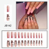 Picture of SINSEN Heart Press on Nails Long Square Shape Fake Nails Valentines French Tip Press on Nails Black Pink Hearts Glue on Nails Full Cover Acrylic Nails Valentine’s Day Nail Art Decorations for Women