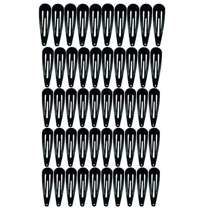 Picture of 30,60 80 Pack Black 2 Inch Women Metal Snap Hair Clips Accessories No Slip Hair Barrettes Girls Women Hair Accessories (Black 50PCS)