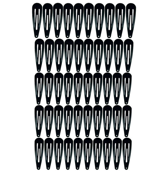 Picture of 30,60 80 Pack Black 2 Inch Women Metal Snap Hair Clips Accessories No Slip Hair Barrettes Girls Women Hair Accessories (Black 50PCS)