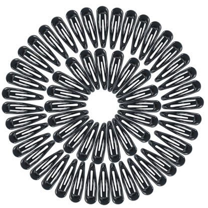 Picture of 30,60 80 Pack Black 2 Inch Women Metal Snap Hair Clips Accessories No Slip Hair Barrettes Girls Women Hair Accessories (Black-1 60PCS)