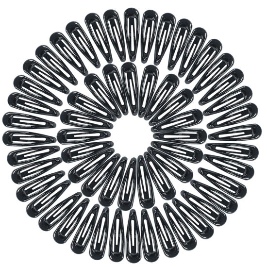 Picture of 30,60 80 Pack Black 2 Inch Women Metal Snap Hair Clips Accessories No Slip Hair Barrettes Girls Women Hair Accessories (Black-1 60PCS)