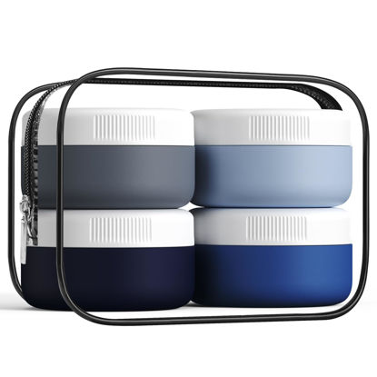 Picture of Kuangre Travel Containers for Toiletries, Silicone Cream Jars BPA Free, TSA Approved Travel Size Containers, Leak-proof Travel Essentials with Lid for Cosmetic Face Hand Body Cream (4 Pack)