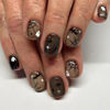 Picture of Halloween Press on Nails Short Square Fake Nails Press ons Brown Full Cover Glue on Nails Spider Web Bat Ghost Design False Nails Glossy Artificial Stick on Nails Halloween Nails for Women 24 Pcs