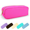 Picture of UIXIZQ Waterproof Small Pencil Case Makeup Bag for Purse,Cute Pencil Pouch Preppy Nylon Makeup Brush Holder with Zipper,Girls Portable Storage Case Small Pen Bag for Office College(Slim-Hot Pink)