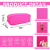 Picture of UIXIZQ Waterproof Small Pencil Case Makeup Bag for Purse,Cute Pencil Pouch Preppy Nylon Makeup Brush Holder with Zipper,Girls Portable Storage Case Small Pen Bag for Office College(Slim-Hot Pink)