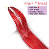 Picture of MISSUHUI Hair Tinsel Kit With Tools 47Inch 1200 Strands Glitter Tinsel Hair Extensions Sparkling Shiny Hair Tinsel Strands Kit Heat Resistant for Women Girls Kids 6Pcs (Red)