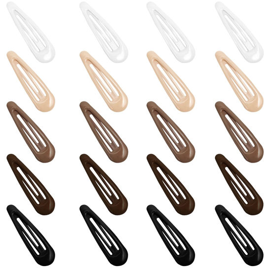 Picture of GKETN Snap Hair Clips for Women Water Drop Non Slip Hair Barrettes Heavy Coated Metal Hair Clips Accessory Mixed Color 20 PCS 1.89"