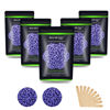 Picture of Auperwel Wax Beads for Hair Removal 1.1 lb (17.6 oz), Hard Wax Beads for Sensitive Skin - Brazilian, Face, Bikini, Legs, Eyebrow, Painless Waxing Beads Kit for Women Men, 5 Packs with 10 Wax Sticks