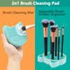 Picture of TailaiMei 2 in 1 Makeup Brush Cleaning Mat with Brush Drying Holder, Silicon Cat Shaped Brush Cleaner Pad include Cosmetic Brush Organizer Rack, Portable Washing Tool for Makeup (Green)