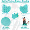 Picture of TailaiMei 2 in 1 Makeup Brush Cleaning Mat with Brush Drying Holder, Silicon Cat Shaped Brush Cleaner Pad include Cosmetic Brush Organizer Rack, Portable Washing Tool for Makeup (Green)
