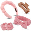 Picture of Canitor Spa Headband Wrist Bands Set with Hair Clips Skincare Headband for Washing Face Skin Care Puffy Makeup Headband Preppy Teen Girl Gifts Cute Trendy Stuff Hair Accessories for Women