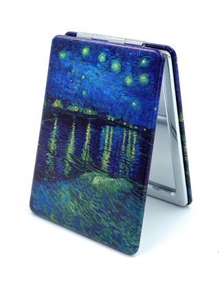 Picture of Aeisage Handheld Mirror Compact Small Mirror for Men Pocket Size Makeup Mirror Mini Mirror for Handbag Gift Mirror with Art Prints Starry Night, Diameter 2.75inch x 0.4inch Thickness