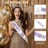 Picture of Birthday Girl Tiara Set - Sash, Crown, and Rhinestone Headband for Women, Princess Accessories Gift