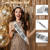 Picture of Birthday Sash Birthday Crown for Women, Birthday Girl Sash, Birthday Girl Crown, Glitter Silver Birthday Sash and Crown Rhinestone Headband Set, Happy Birthday Girl Princess Tiara Sash Accessories