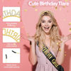 Picture of Birthday Sash Birthday Crown for Women, Birthday Girl Sash, Birthday Girl Crown, Glitter Black Birthday Sash and Crown Rhinestone Headband Set, Happy Birthday Girl Princess Tiara Sash Accessories