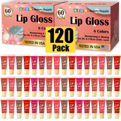 Picture of AZEN 120 Pack Lip Gloss Set, Lip Oil for Dry Cracked Lips Moisturizing Hydrating Nourishing with Vitamin E