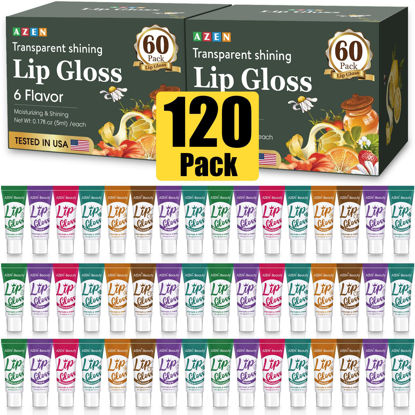 Picture of AZEN 120 Pack Lip Gloss Set, Clear Lip Gloss Bulk, Lip Oil for Dry Cracked Lips Moisturizing Hydrating Nourishing with Vitamin E