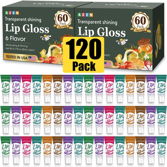 Picture of AZEN 120 Pack Lip Gloss Set, Clear Lip Gloss Bulk, Lip Oil for Dry Cracked Lips Moisturizing Hydrating Nourishing with Vitamin E