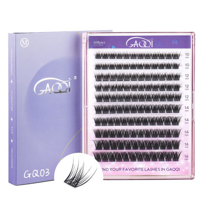 Picture of GAQQI Lash Clusters, Eyelash Clusters 120PCS C Curl Individual Lashes, Wispy Cluster Eyelash Extension 10-16mm Mixed Length, Natural Looking Cluster Lashes （GQ03, C Curl, 10-16mm)
