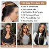 Picture of KeaBalo Ombre Lace Front Wig Human Hair 1B/30 Highlight Body Wave Lace Front Wigs Human Hair Pre Plucked 13x4 Hd Lace Frontal Colored Glueless Wigs Human Hair 180% Density 30Inch