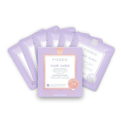 Picture of FOREO Youth Junkie Advanced Collection 2.0 UFO-Activated Facial Mask - Hydrating Facial - Beauty & Personal Care - Collagen & Olive Oil - All Skin Types - Dry skin with Wrinkles (6 pcs)