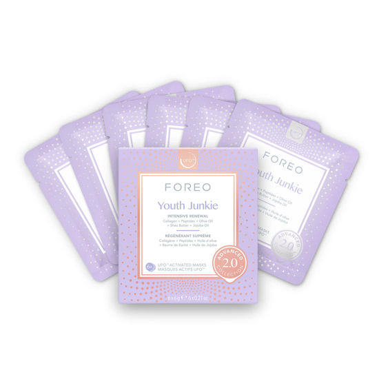 Picture of FOREO Youth Junkie Advanced Collection 2.0 UFO-Activated Facial Mask - Hydrating Facial - Beauty & Personal Care - Collagen & Olive Oil - All Skin Types - Dry skin with Wrinkles (6 pcs)