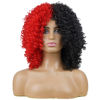 Picture of andromeda Short Curly Wigs for Black Women Soft Afro Wig with Bangs Half Black Half Red Kinky Curly Wigs Afro Kinky Curls Synthetic Full Wigs (Half Black Half Red)