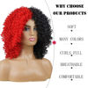 Picture of andromeda Short Curly Wigs for Black Women Soft Afro Wig with Bangs Half Black Half Red Kinky Curly Wigs Afro Kinky Curls Synthetic Full Wigs (Half Black Half Red)