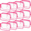 Picture of Weewooday 12 Pieces Clear Cosmetics Bag PVC Zippered Clear Toiletry Carry Pouch Cosmetic Makeup Bag Waterproof Makeup Bag Vinyl Plastic Organizer Case for Vacation Bathroom(Large,Rose Red)