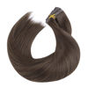 Picture of HOTBANANA Clip in Hair Extensions 16 inch 130g 7pcs Ombre Light Dark Brown Clip in Remy Human Hair Extensions Straight Hair Invisi Edge Clip Hair Full Head