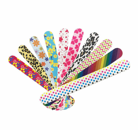 Picture of HeeYaa Nail File 10 PCS Professional Double Sided 100/180 Grit Nail Files Emery Board Colorful Manicure Pedicure Tool and Nail Buffering Files