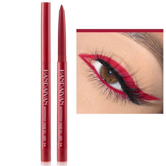 Picture of ONarisae eye liner pencils no budge retractable eyeliner Sharpenable Multi-Use Longwear eyeliner pen Shimmer Red
