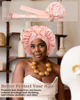 Picture of Reversible Satin Bonnet for Sleeping Women Silk Bonnet Double Layer Hair Bonnet with 2PCS Hair Scrunchies Elastic Tie Band Night Cap Hair Wrap for Natural Curly Hair (Apricot Powder+Champagne)