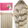 Picture of WENNALIFE Wire Hair Extensions (Increase 50% Lifespan) Real Human Hair 18 inch 95g Ash Blonde Highlighted Platinum Blonde Remy Hair Extensions Invisible Wire Hair Extensions Real Hair Extensions