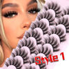 Picture of Mink Lashes Fluffy False Eyelashes Natural Look 14-17mm Cat Eye Lashes Pack, 5D Wispy Curly Fake Lashes by TNFVLONEINS - 21 Pairs 3 Styles