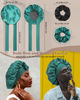Picture of Reversible Satin Bonnet for Sleeping Women Silk Bonnet Double Layer Hair Bonnet with 2PCS Hair Scrunchies Elastic Tie Band Night Cap Hair Wrap for Natural Curly Hair (Dark Green+Black)